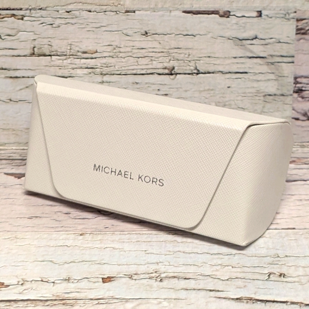 MICHAEL KORS White Leather Silver Lettering Hard Glasses / Sunglasses Case